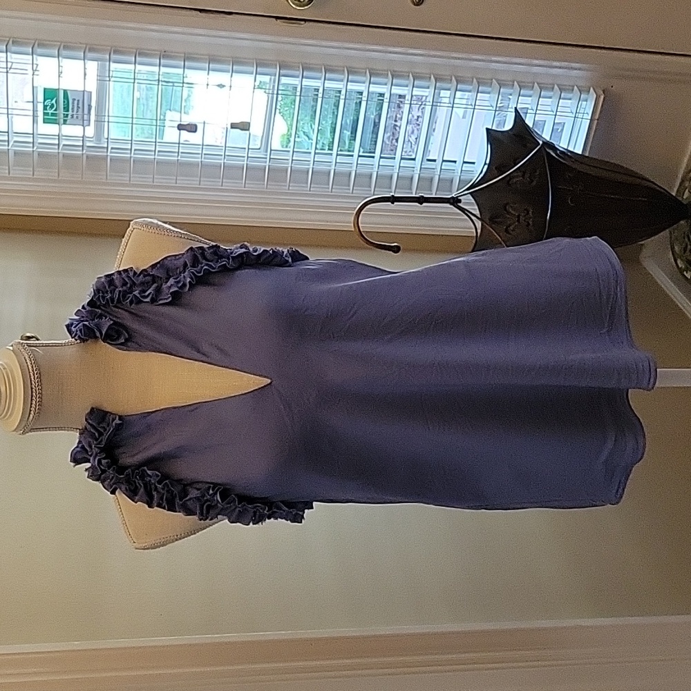 Banana Republic purple silk sleeveless top ruffled neckline Fully lined S EUC …